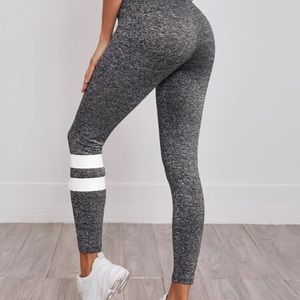 Striped wide wasteband crop leggings